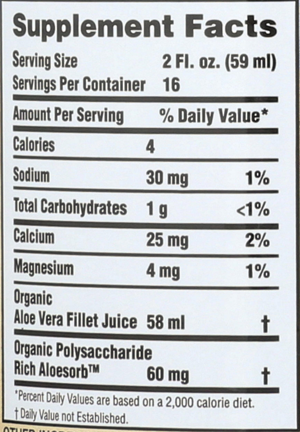 Back label of Lily of the Desert Aloe Vera Gel detailing ingredients and Aloesorb benefits