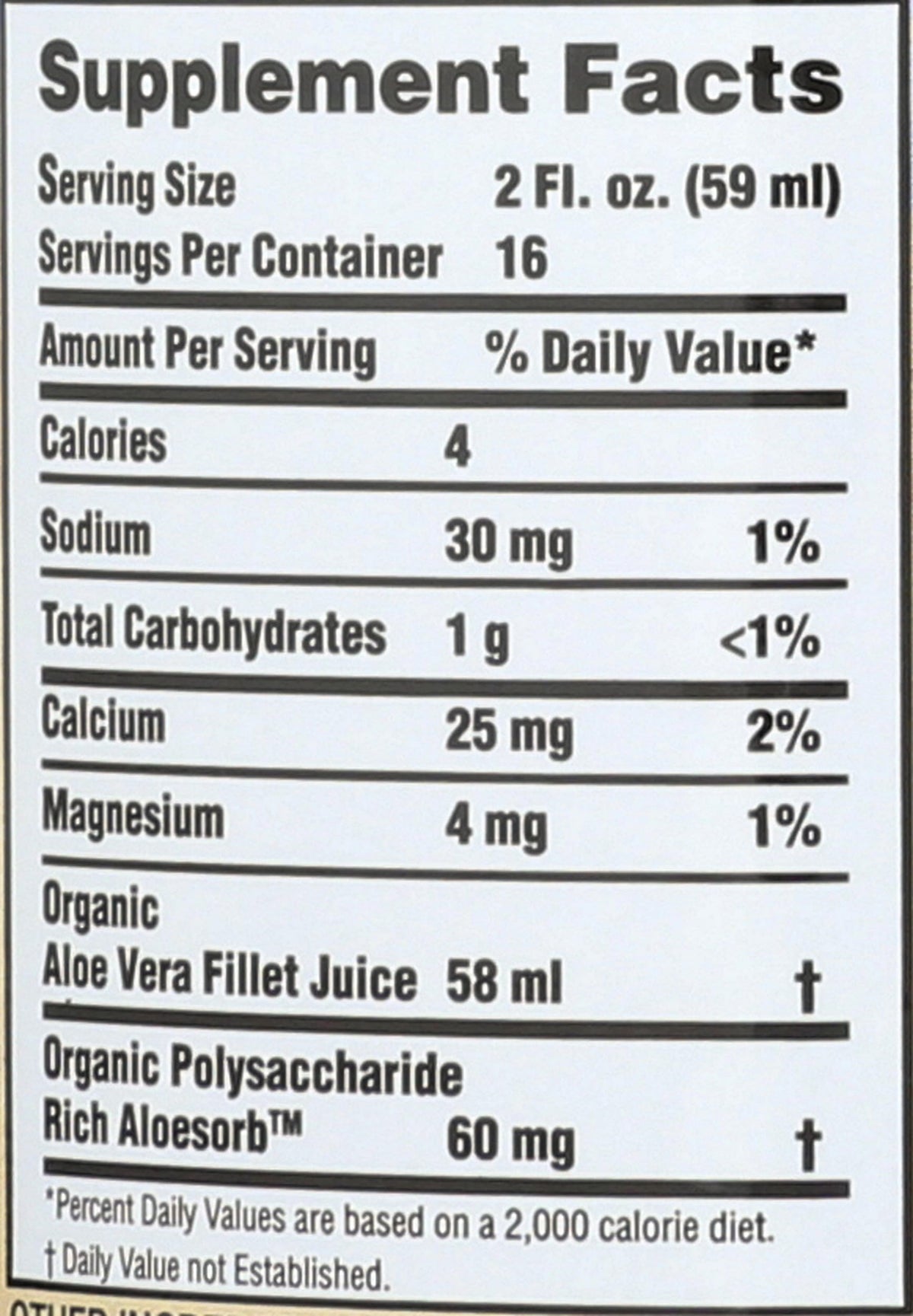 Back label of Lily of the Desert Aloe Vera Gel detailing ingredients and Aloesorb benefits