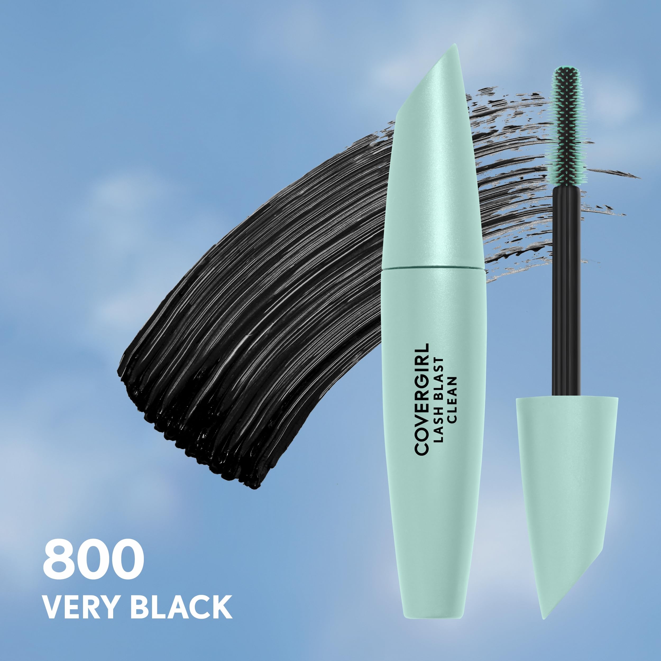 Smudge proof Very Black mascara brush showing separating bristles