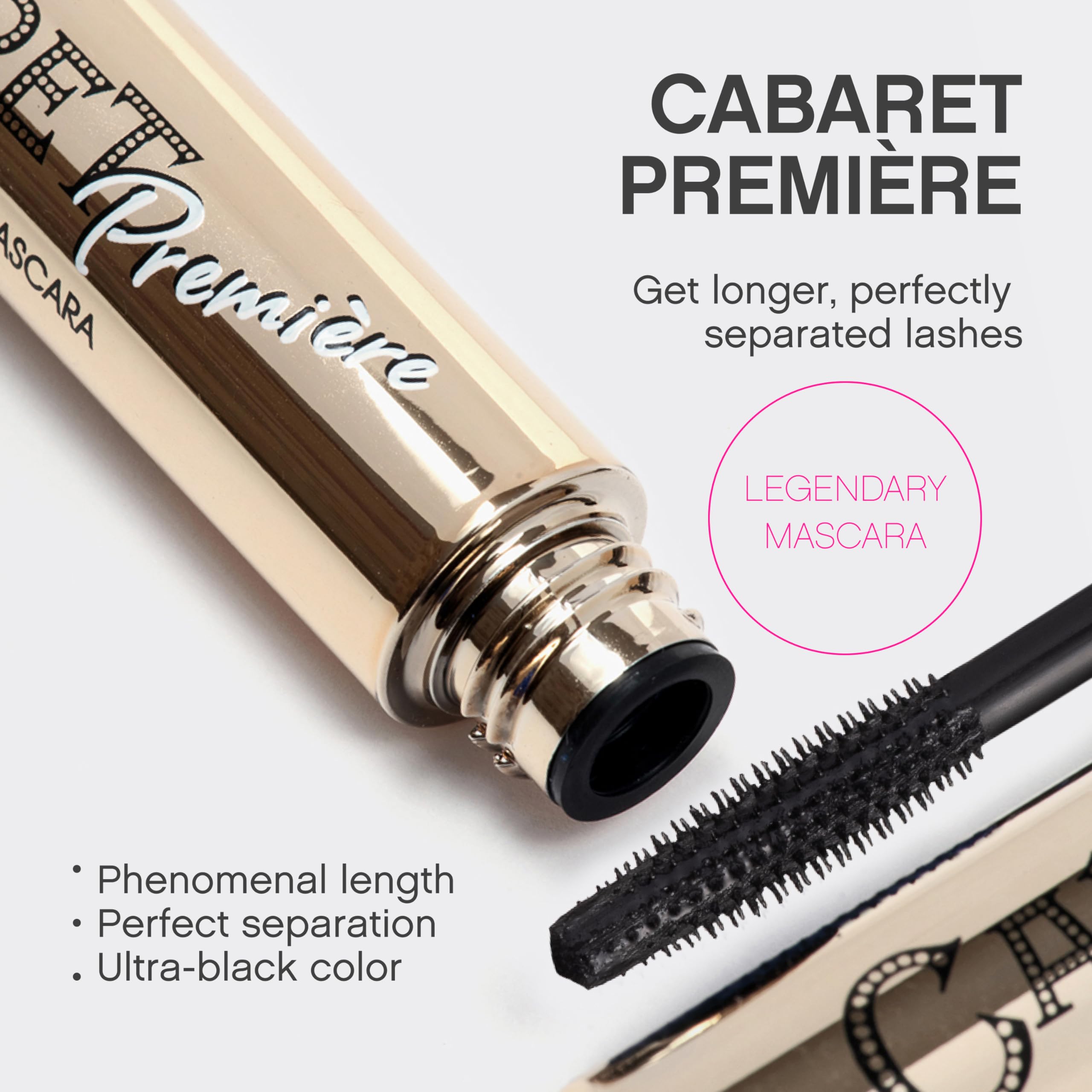 Vivienne Sabo Cabaret Premiere Black Mascara wand showing plastic Hytrel bristles close up