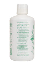 Close up of Herbal Answers Aloe Force 32 Fluid Ounce liquid dietary supplement bottle directions and usage info