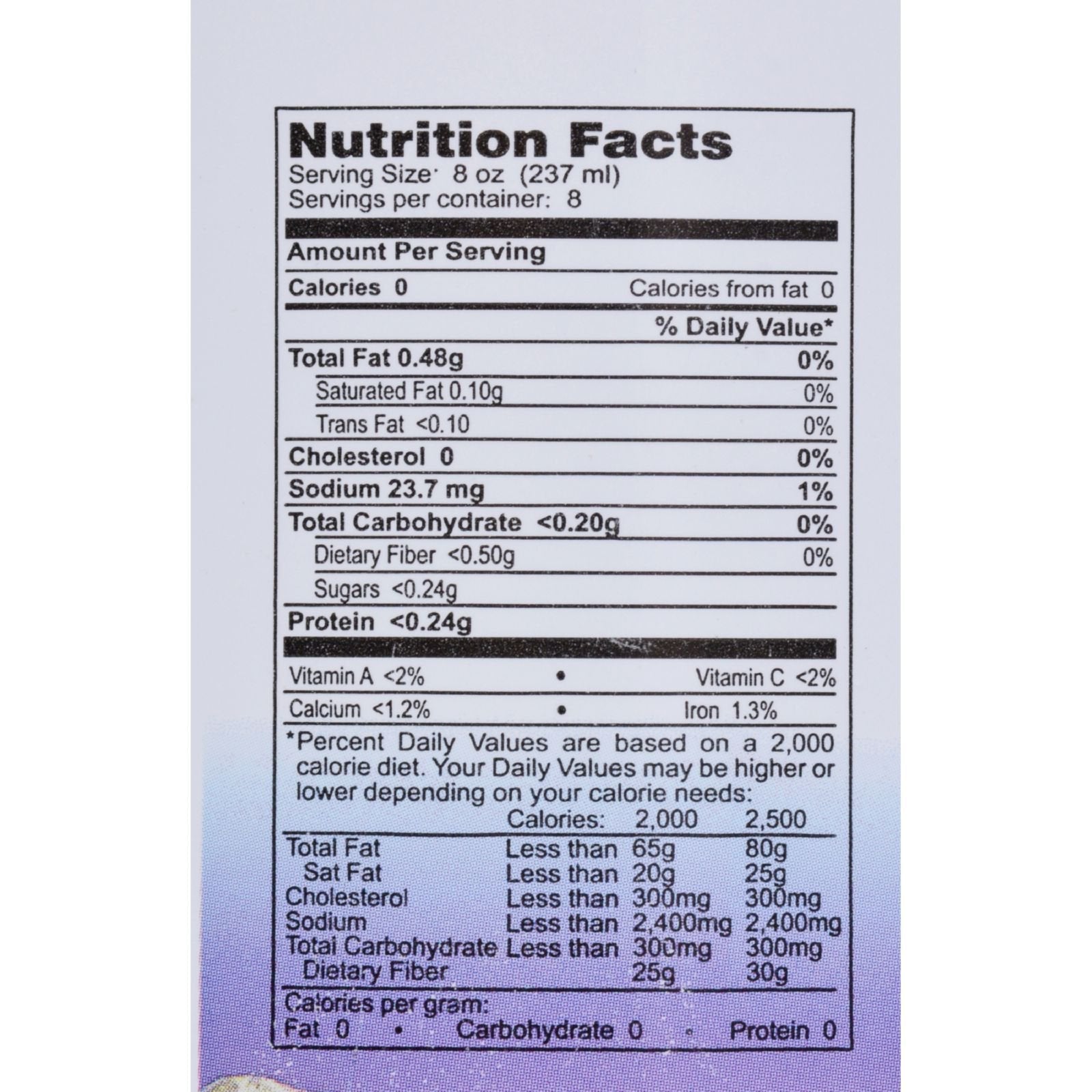 George's Fractionally Distilled Aloe Vera Liquid back label showcasing pure preservative free ingredients