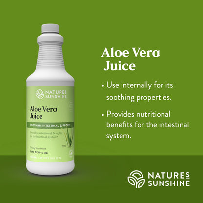 Nature's Sunshine aloe vera dietary supplement 32oz bottle standing upright