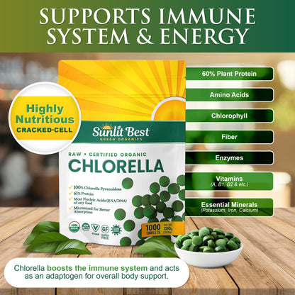 Sunlit Best organic chlorella supplement nutritional facts label