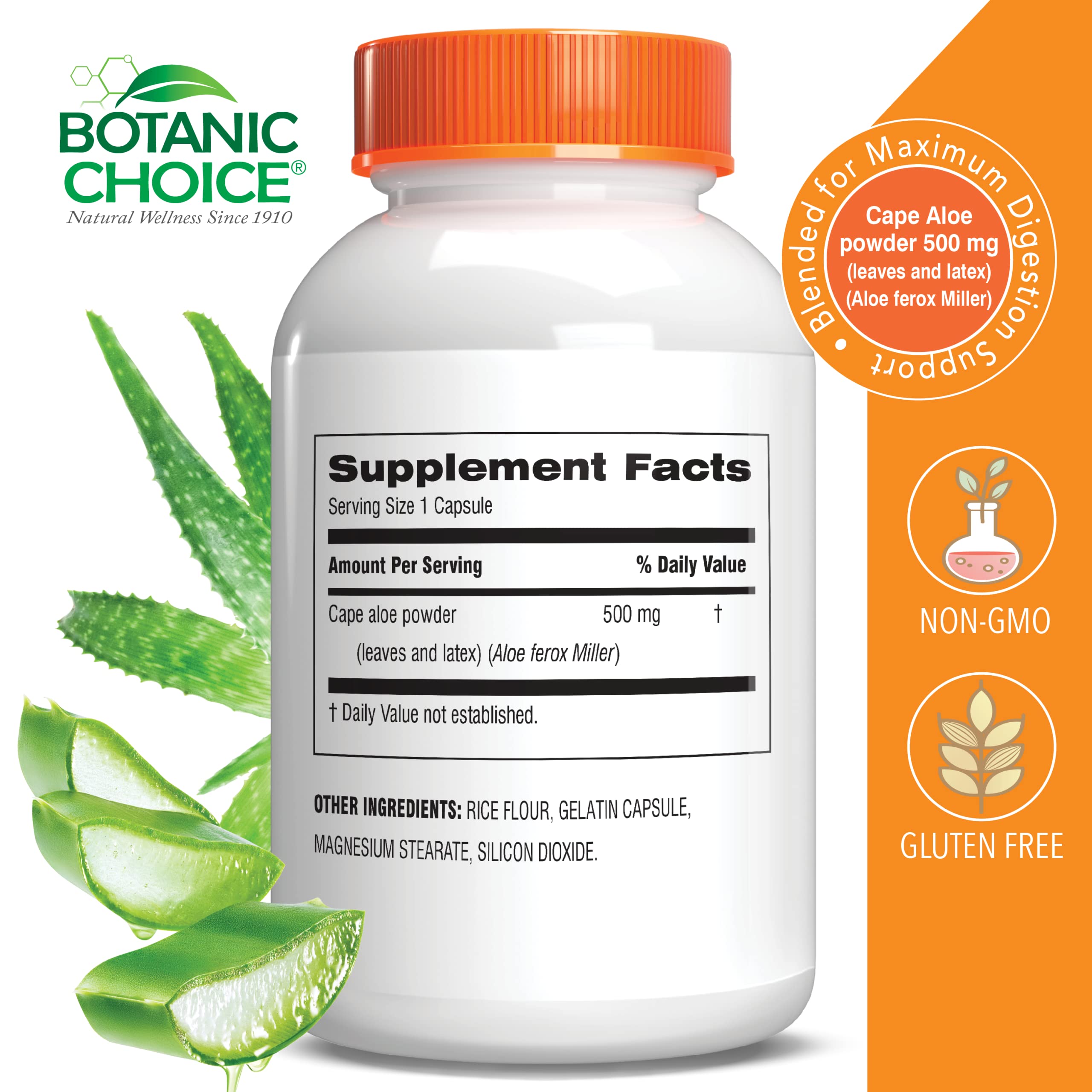 Botanic Choice Aloe Vera supplement bottle label details