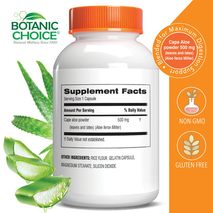 Botanic Choice Aloe Vera supplement bottle label details