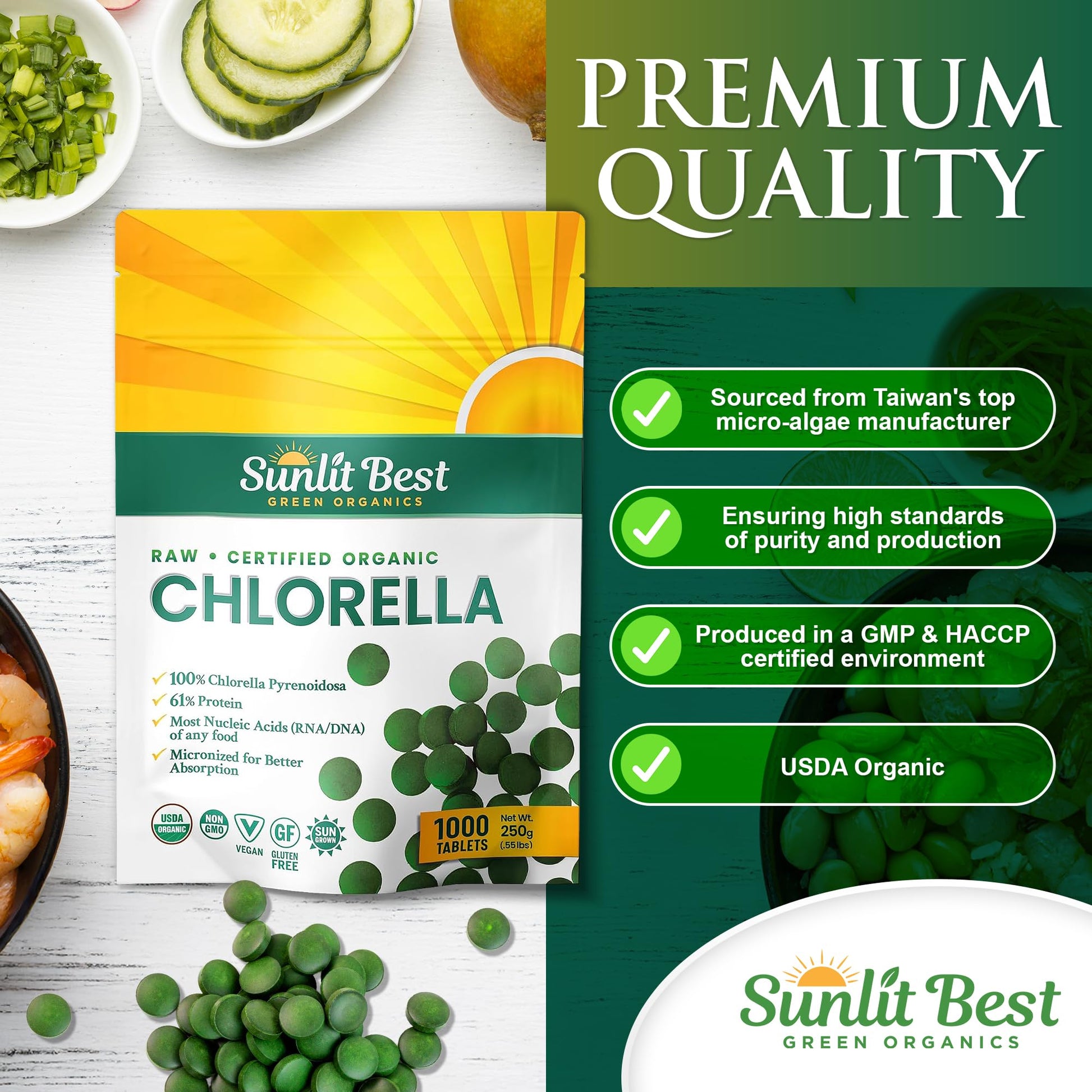 Sunlit Best green organics chlorella packaging design
