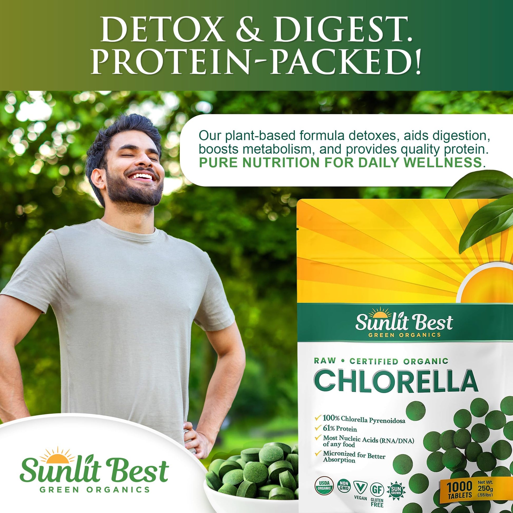 Authentic Sunlit Best chlorella tablets for immune support