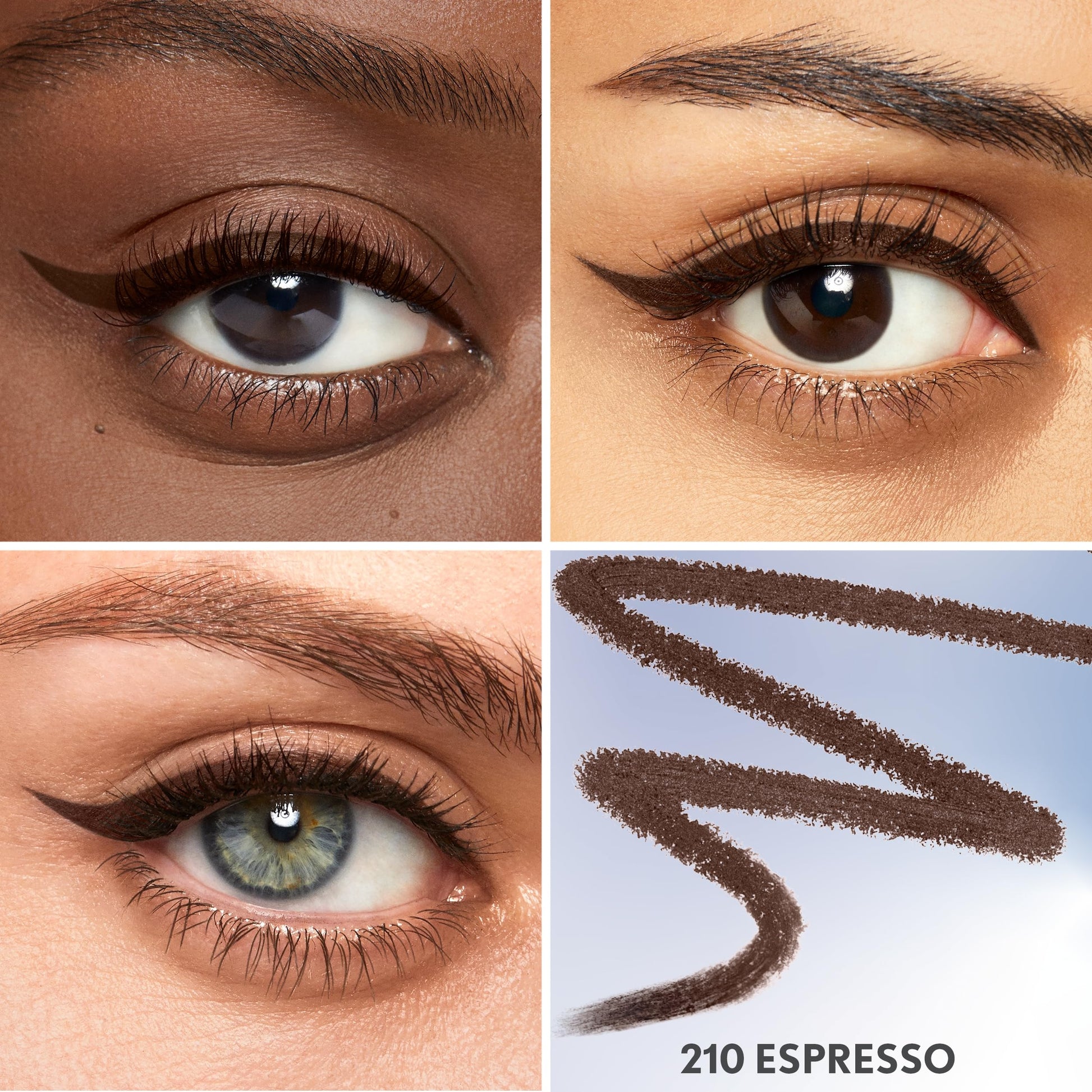 CoverGirl 210 Espresso dark brown eyeliner swatch on skin