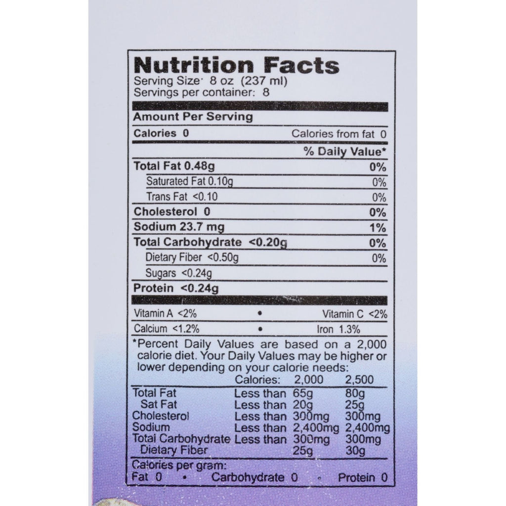 Side angle view of George's fractionally distilled bitter free aloe vera liquid half gallon bottle package details