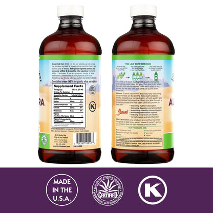 Lily of the Desert drinkable aloe vera gel supplement bottle close up view