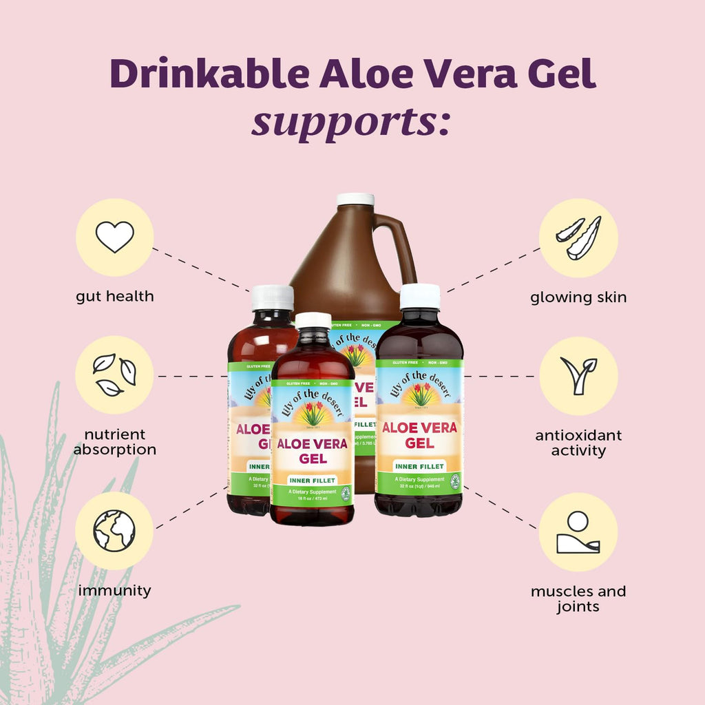 Authentic Lily of the Desert organic aloe vera gel dietary liquid label information