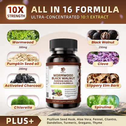 Lukaree 16-in-1 herbal gut detox supplement bottle