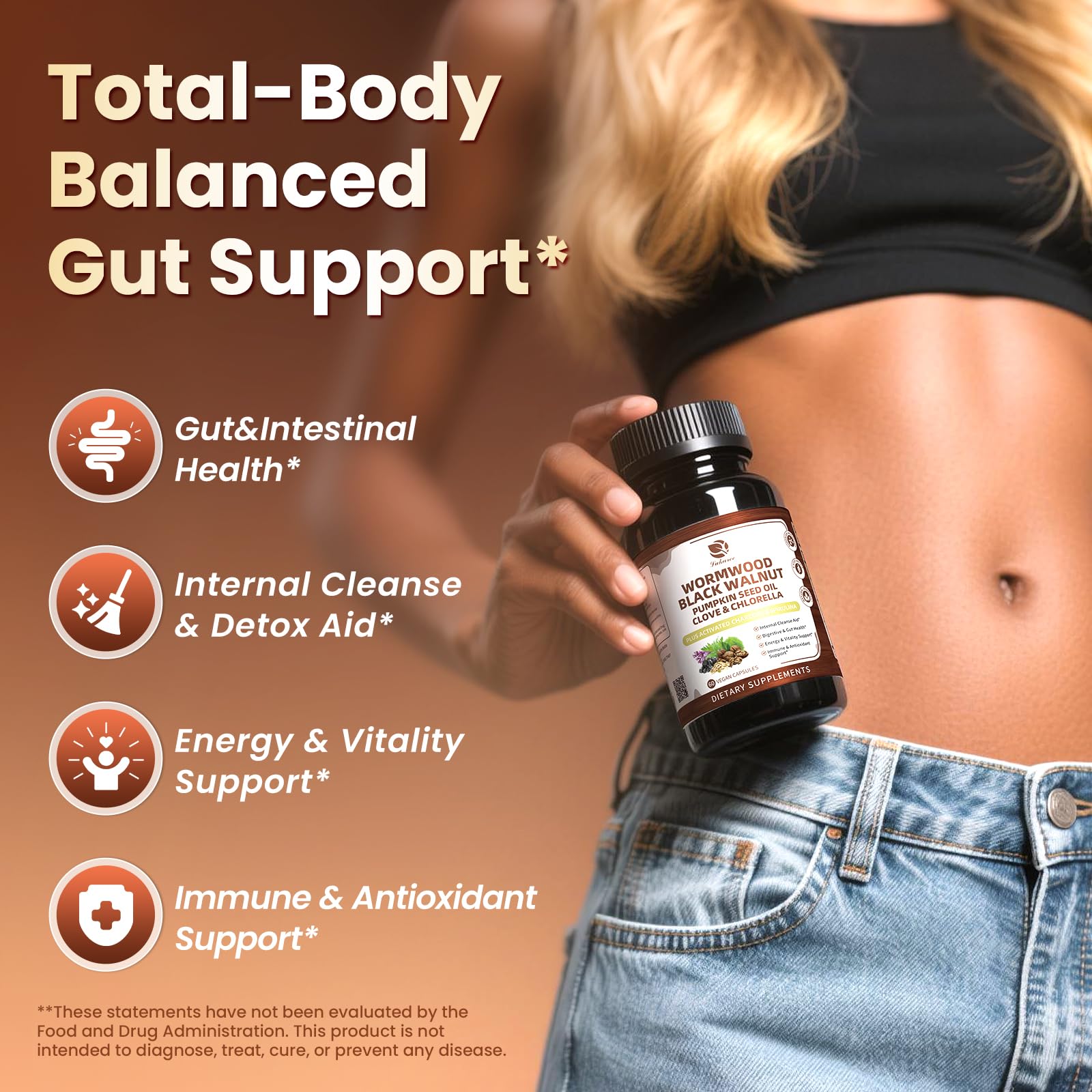 Back label of Lukaree gut health capsules showing ingredients