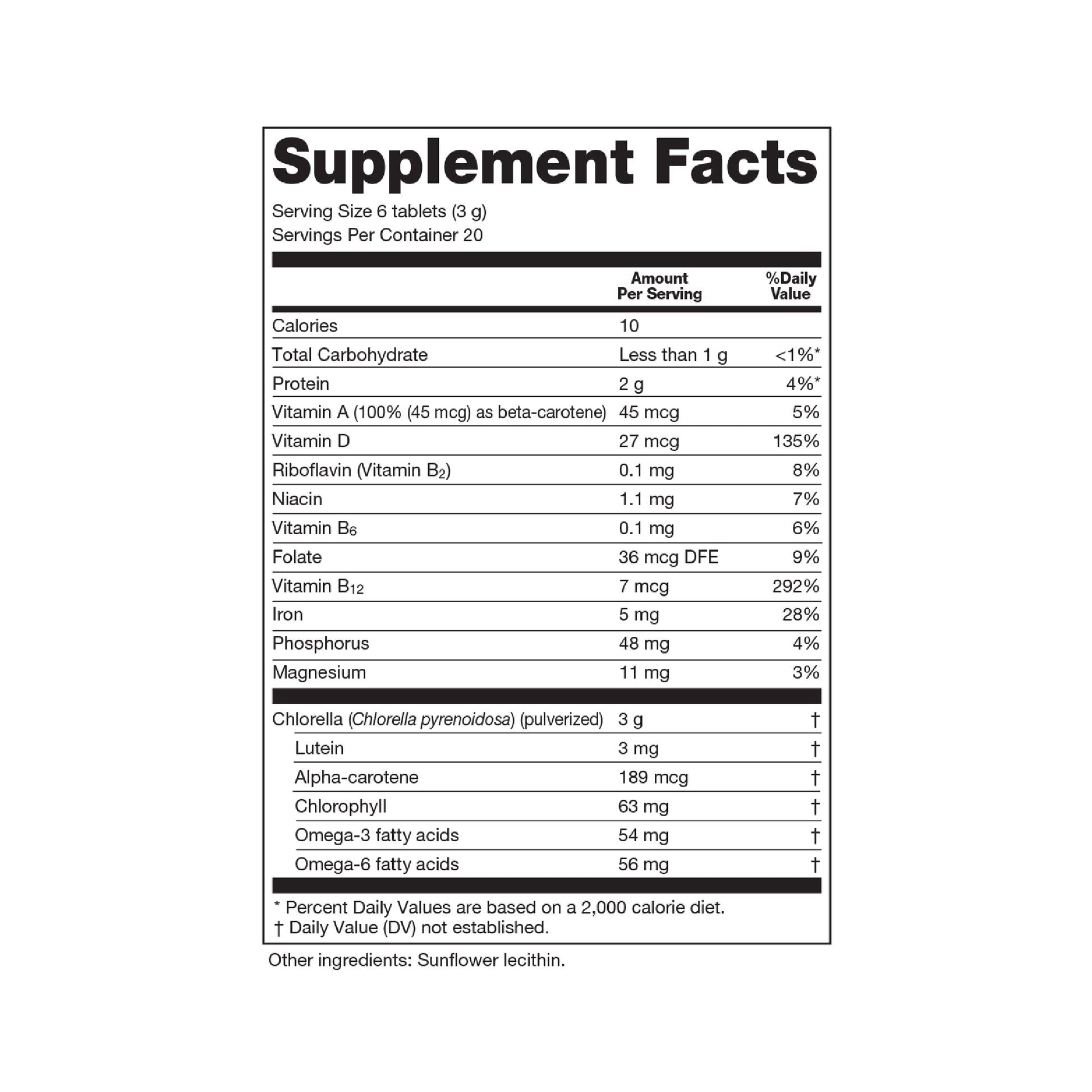 Sun Chlorella 500mg tablets label details