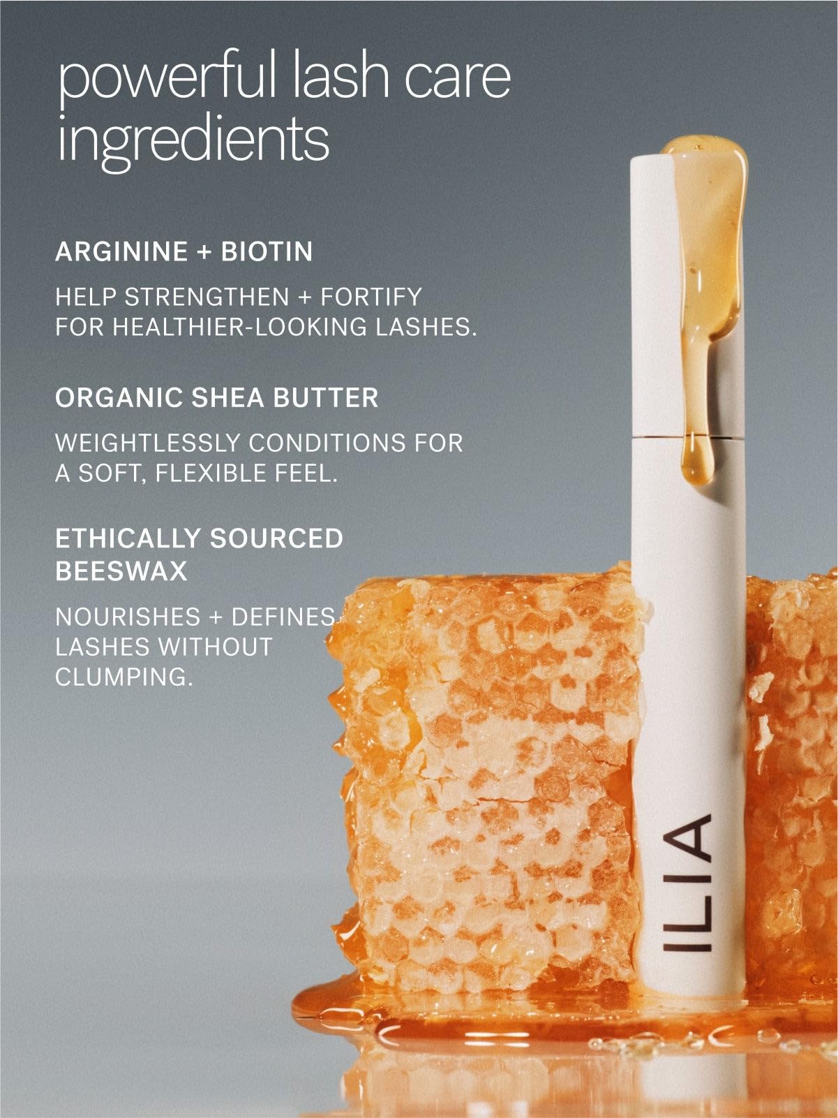 ILIA Limitless Lash Mascara held to showcase its actual size and premium texturing for sensitive eye makeup collections.