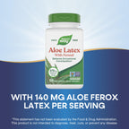 Back label of Nature's Way aloe vera capsules with fennel showing dosage instructions and safety warnings