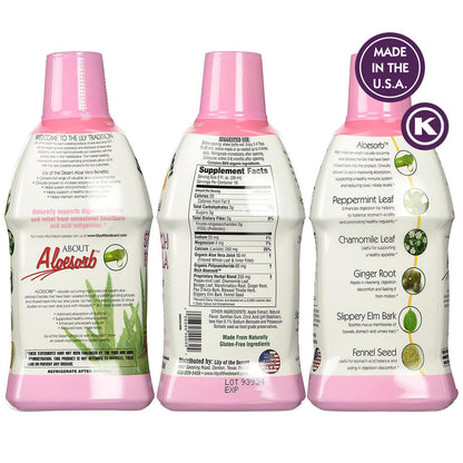 Lily of the Desert aloe vera juice with herbal blend label