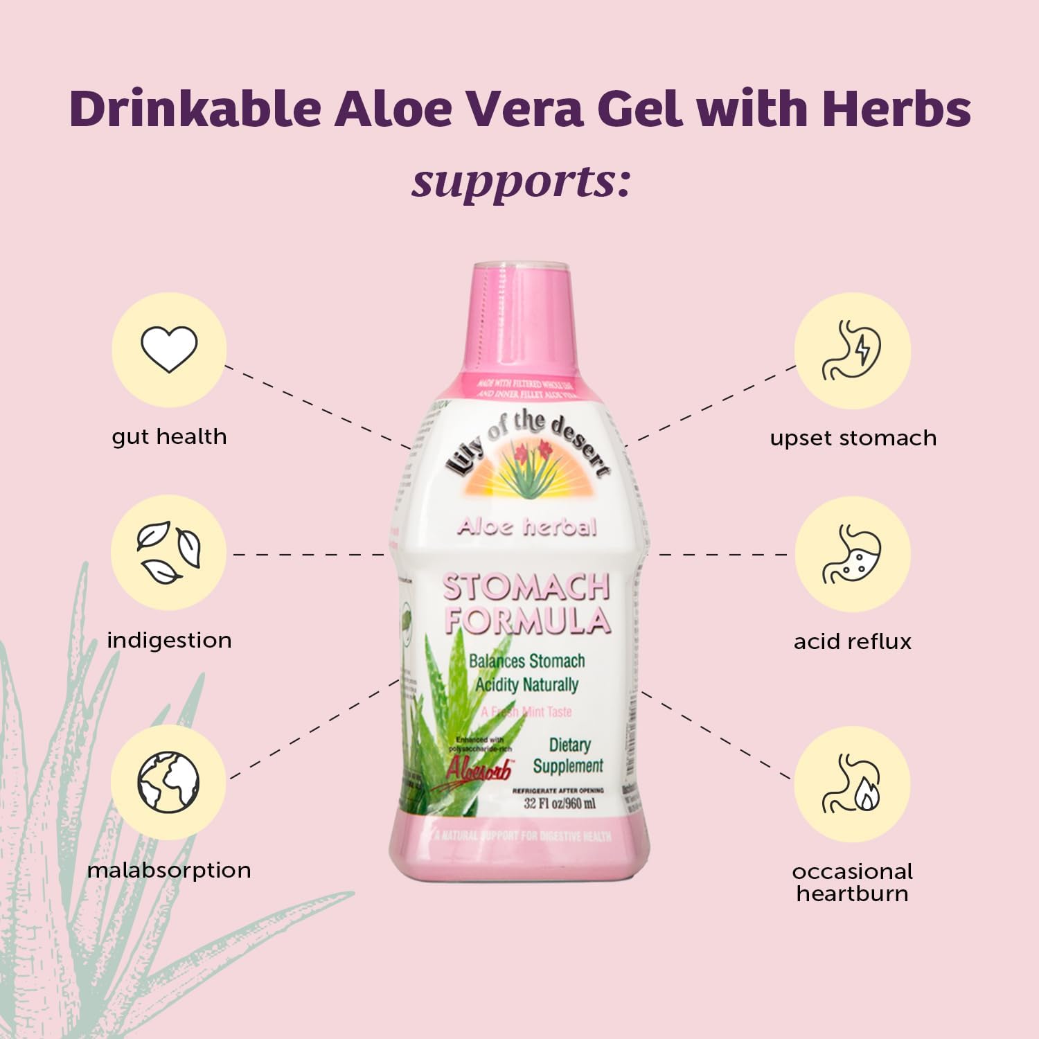 Close up of Lily of the Desert organic aloe vera juice ingredients