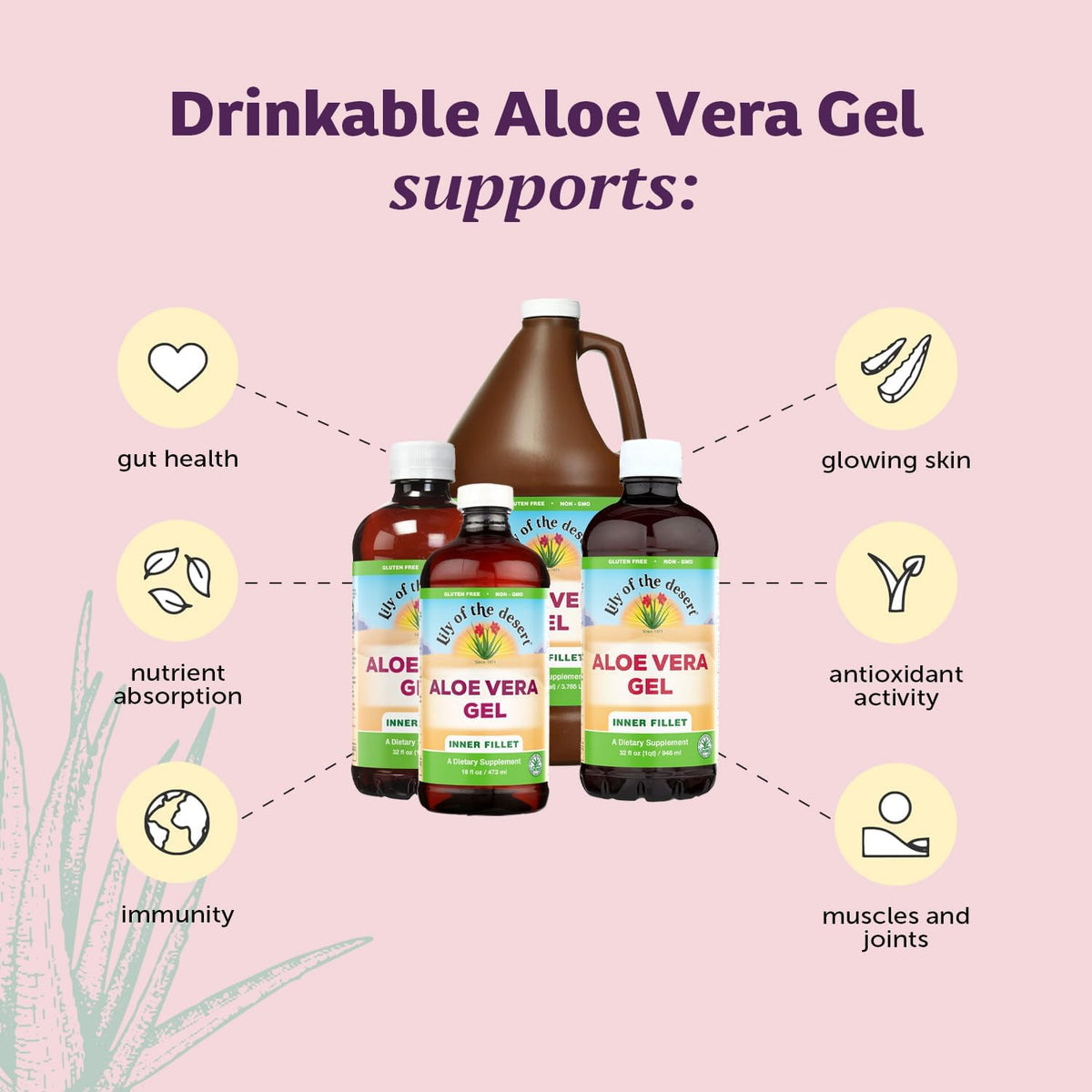 Lily of the Desert aloe vera gel nutritional label and certification