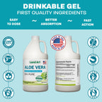 Lifestyle shot of Land Art aloe vera gel with a glass of water