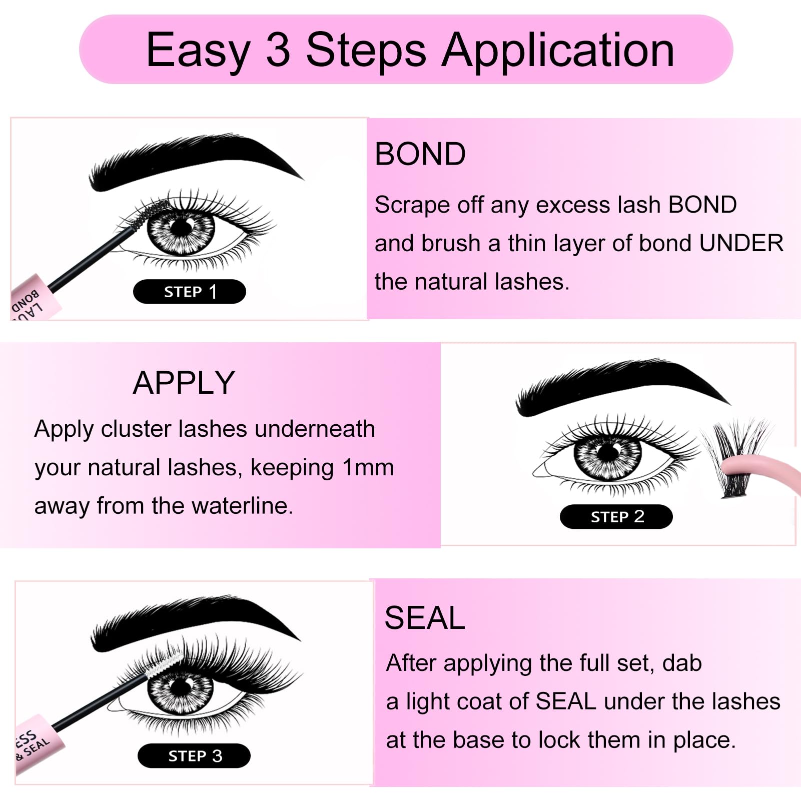 Close up of the dual action lash bond and seal applicator wands on a clean background