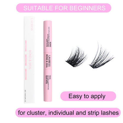 Product packaging for LAUBESS two in one lash adhesive and sealant set for DIY extensions