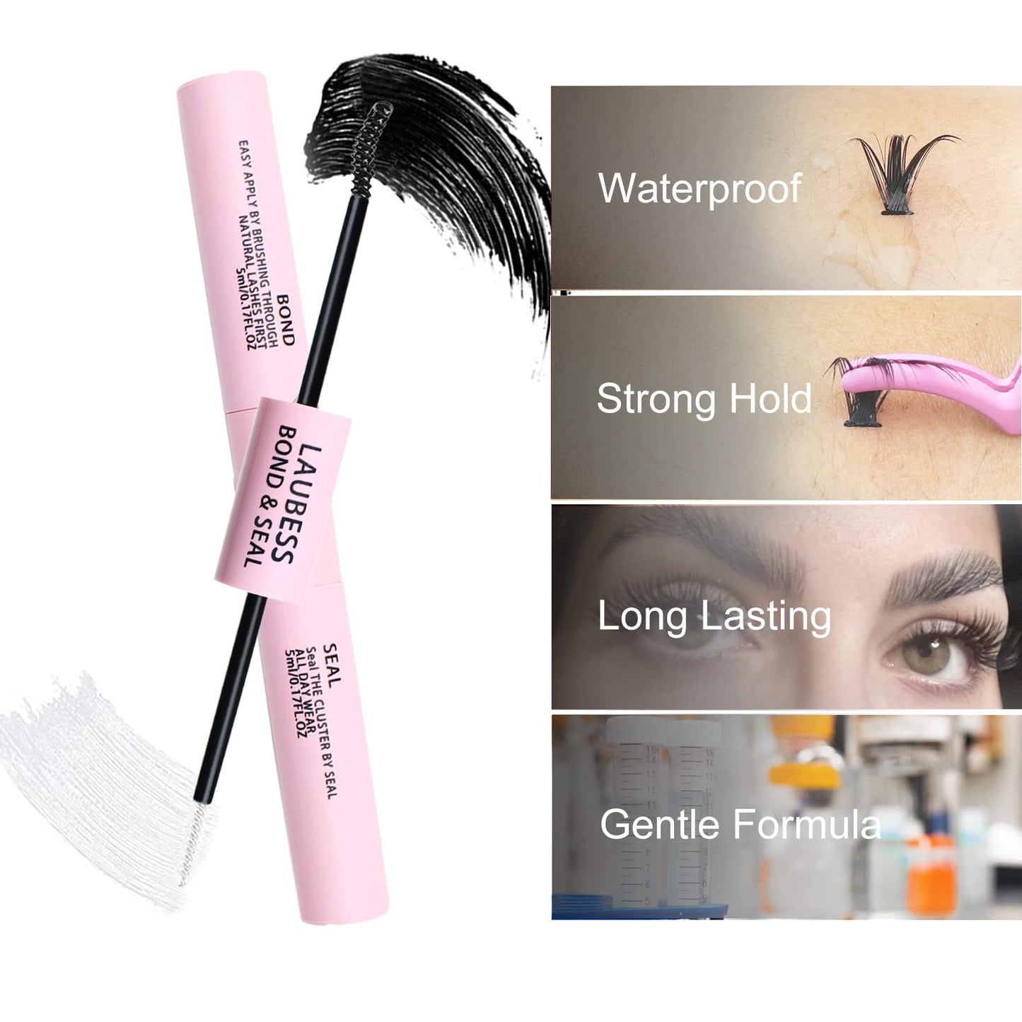 Demonstration of the spiral brush head applying black bond to lash clusters