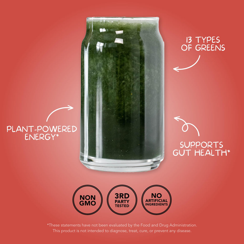 Clean Simple Eats Peachy Greens packaging showing 30 servings label