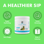 Organic aloe vera powder drink mix in pineapple flavor container