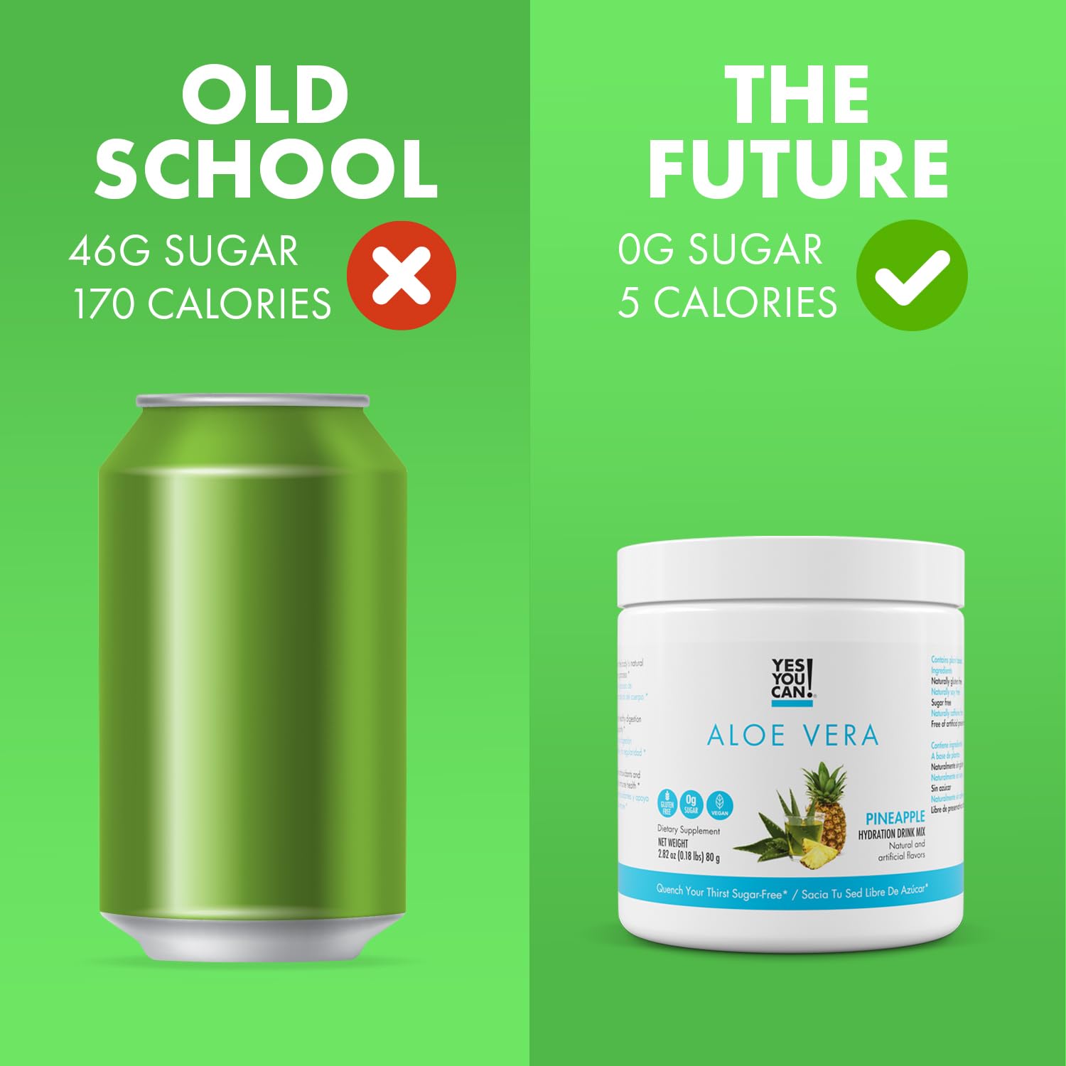 Nutritional benefits label of Yes You Can aloe vera powder