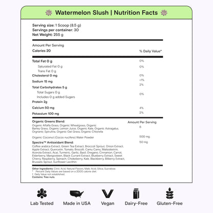 Kiala Nutrition Super Greens benefits summary graphic