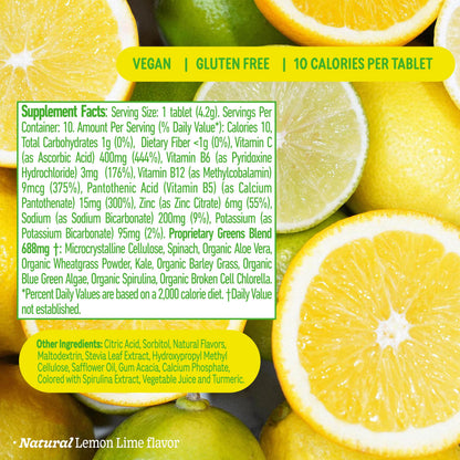 8Greens superfood tablet ingredients label close up