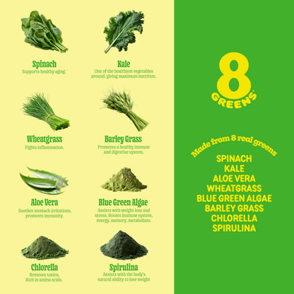 Healthy lifestyle concept with 8Greens tablets