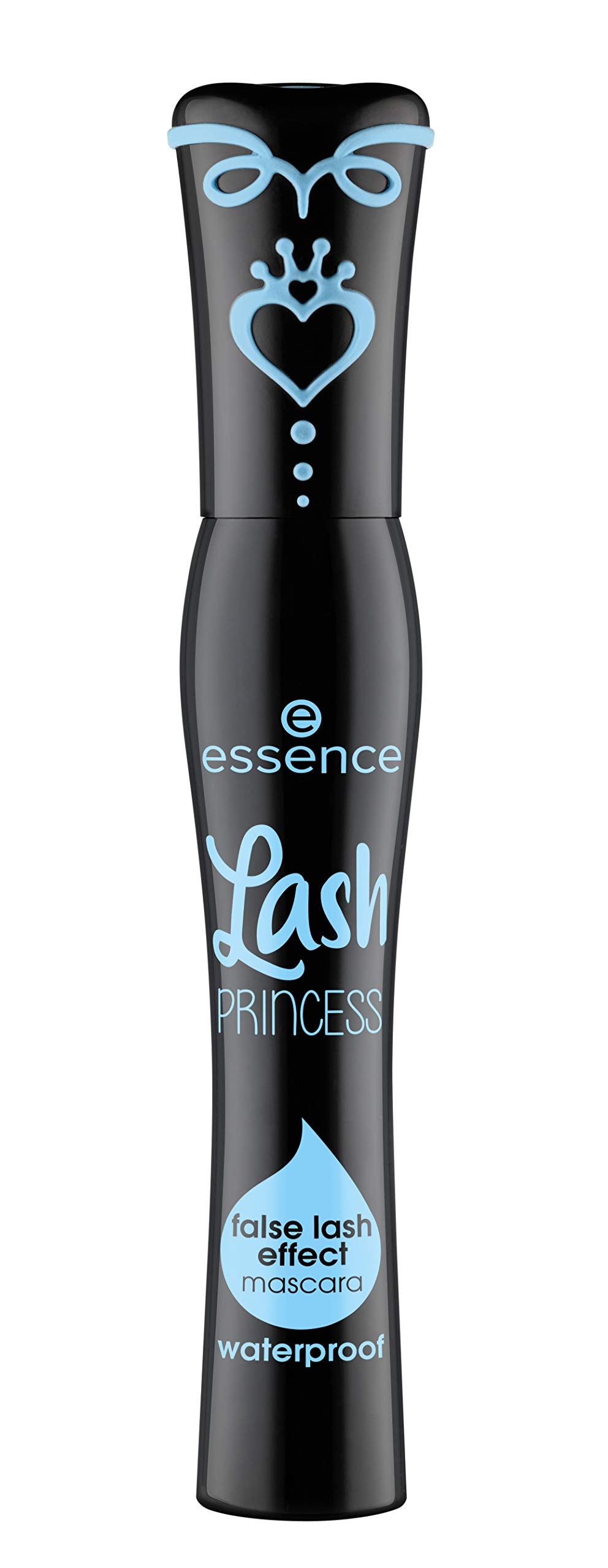 Essence Cosmetics waterproof volumizing mascara tube with the specialized conical fiber brush wand pulled out.