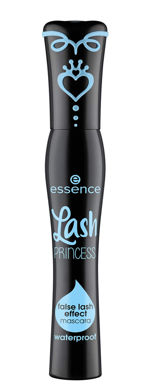 Essence Cosmetics waterproof volumizing mascara tube with the specialized conical fiber brush wand pulled out.