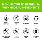Non GMO vegan green superfood supplement drops mixed in water