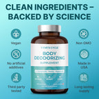 Back label of Eve's Cycle internal deodorant capsules showing chlorophyllin and parsley ingredient facts.