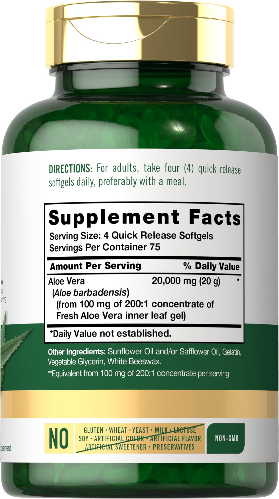Carlyle Aloe Vera softgels 300 count packaging details