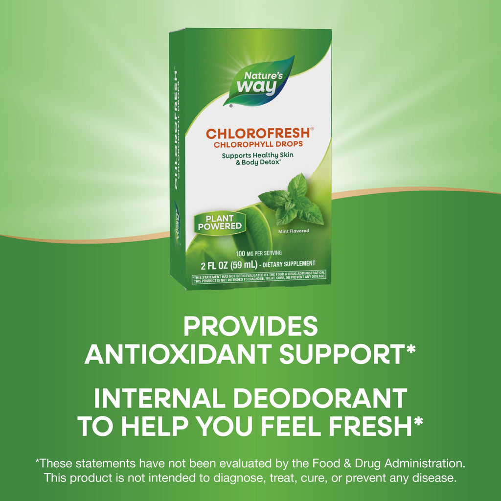 Nature's Way Chlorofresh liquid chlorophyll drops ingredients and usage directions