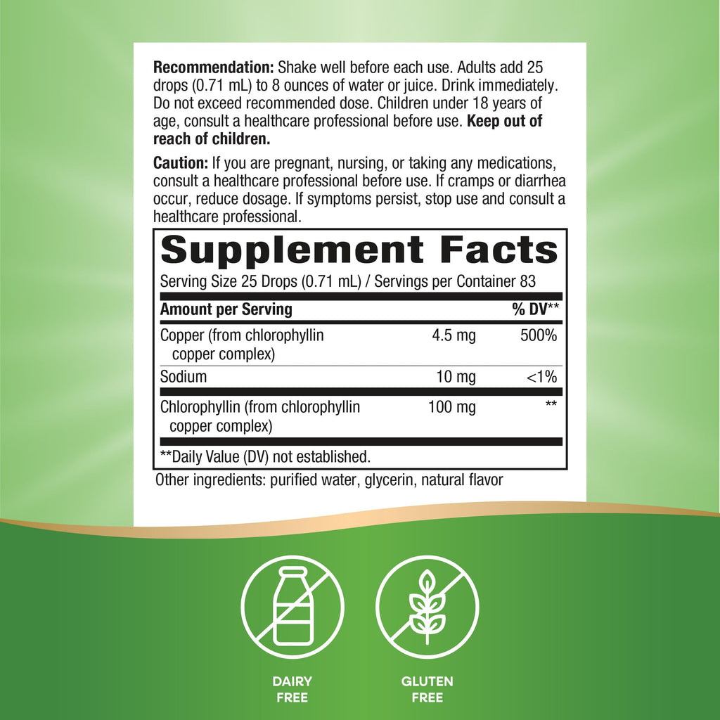 Nature's Way Chlorofresh antioxidant supplement bottle with built in dropper