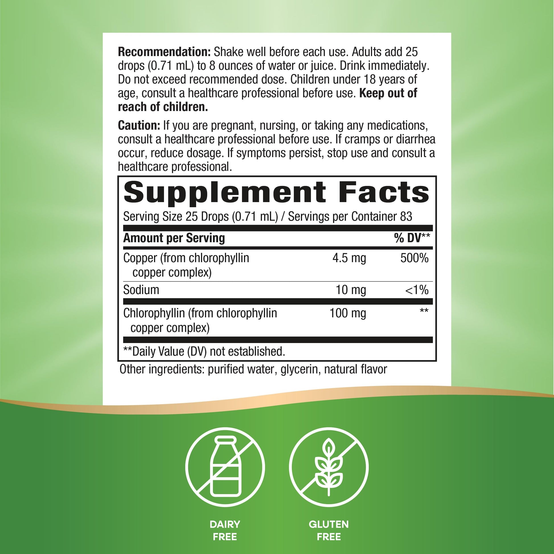 Nature's Way Chlorofresh antioxidant supplement bottle with built in dropper