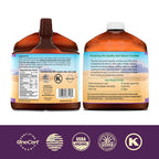 Close up of 128 fluid ounce Lily of the Desert aloe vera juice bottle