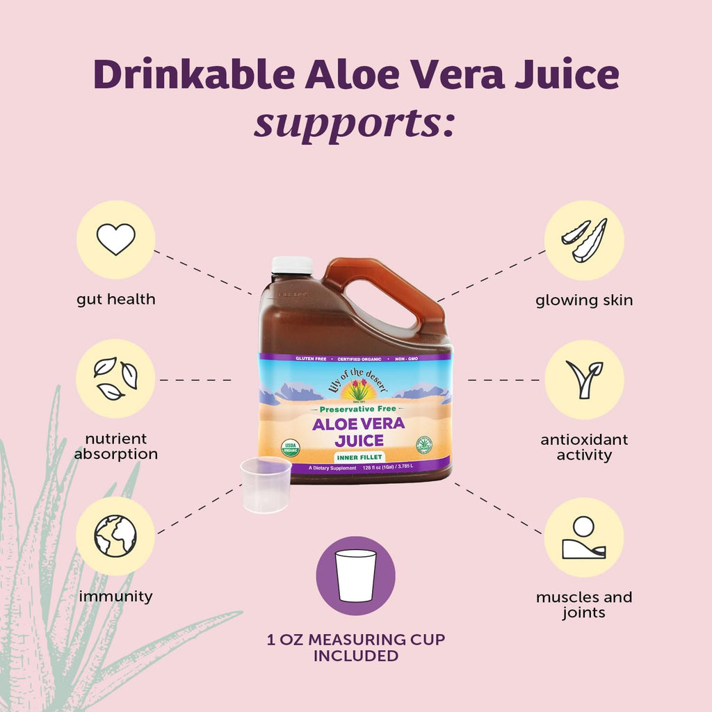 Lily of the Desert organic inner fillet aloe vera juice nutritional label