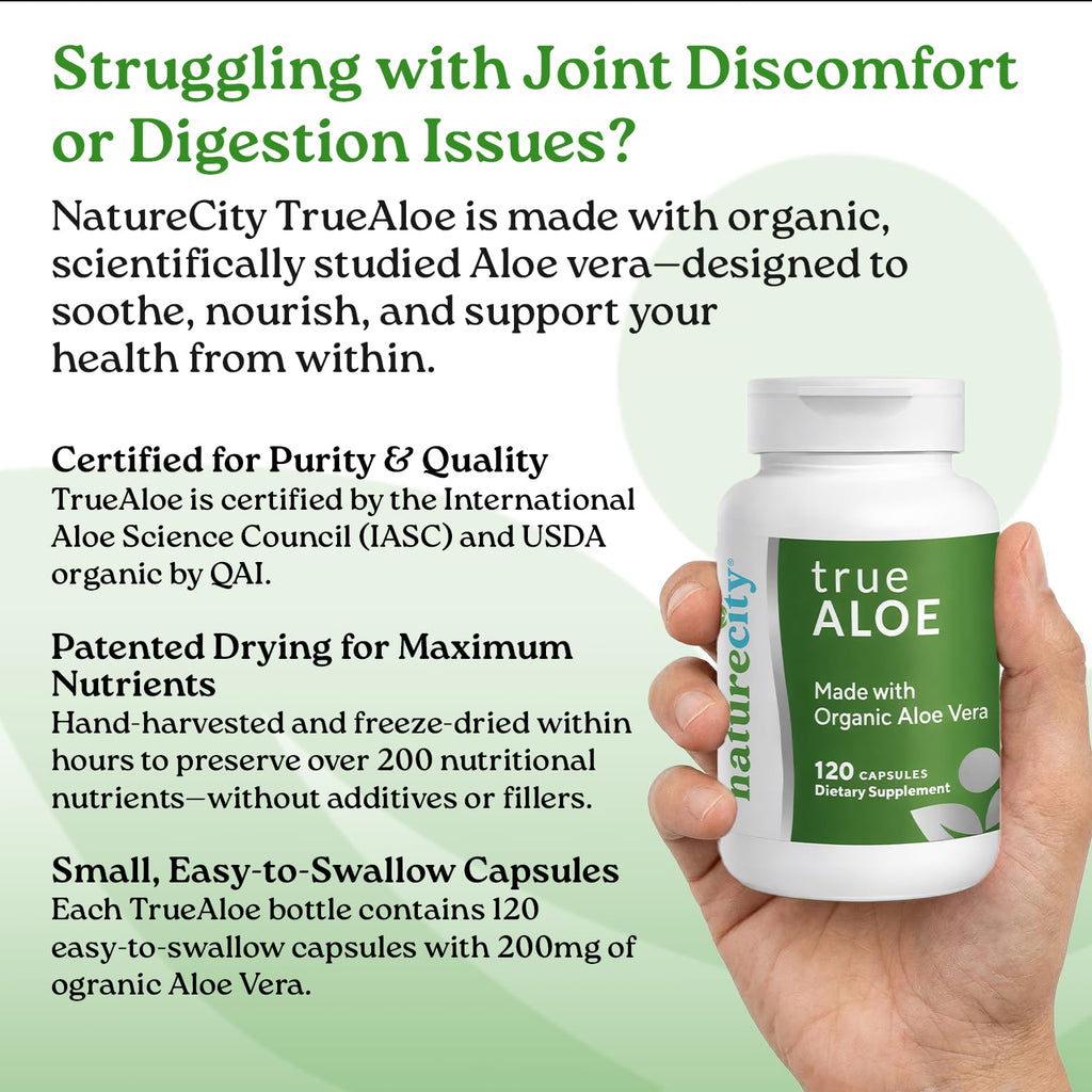NatureCity True-Aloe capsules supplement facts label