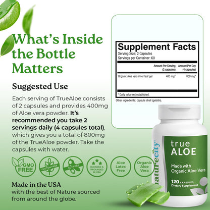 NatureCity True-Aloe bottle with 80,000mg potency label