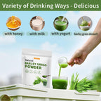 Hudetex non GMO vegan barley grass juice powder nutritional facts panel view