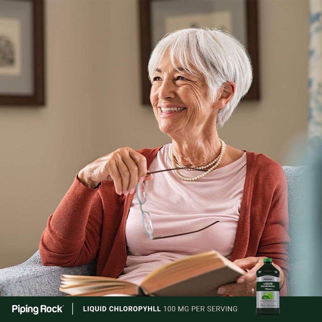 Piping Rock Liquid Chlorophyll vegan and non-GMO certification logos