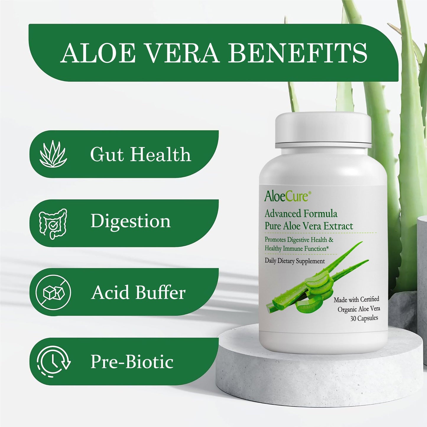 AloeCure 160000mg aloe vera supplement bottle back label details