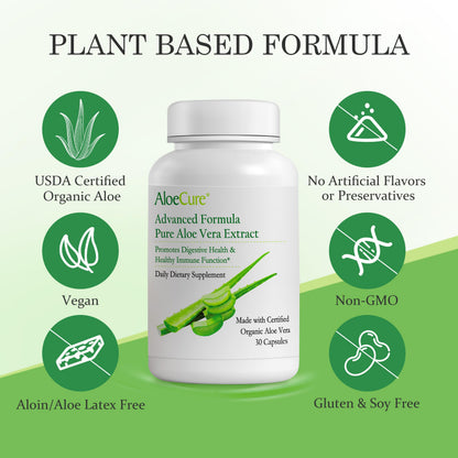 Close up of AloeCure organic aloe vera capsule bottle cap